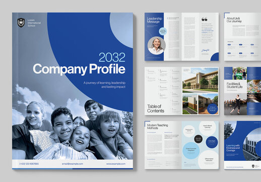 Company Profile Template in School, Teaching & Education Theme for College University Brochure Layouts