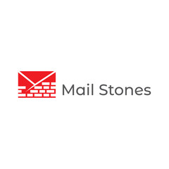 Fototapeta premium Modern Mail Stones logo design, perfect for delivery and logistics brands. Features sleek mail and stone elements symbolizing strength, reliability, and efficient communication. 