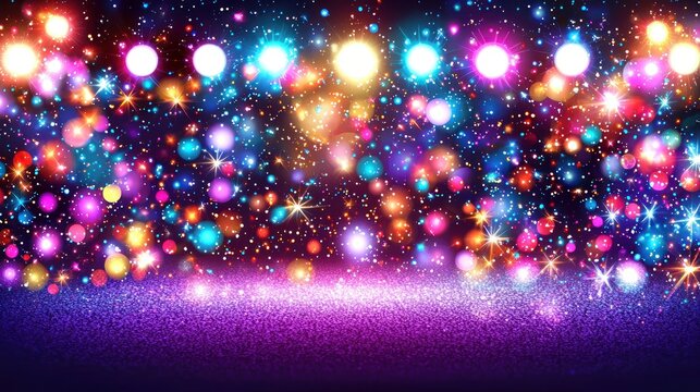 Bokeh lights shimmer above a textured purple surface