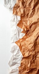 Crumpled white and tan paper texture
