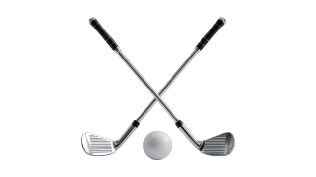 Golf clubs and ball ready for tee off