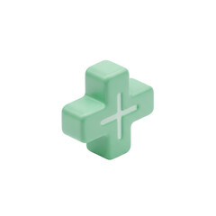 Obraz premium Mint Green Plus Sign 3D Icon on Transparent Background