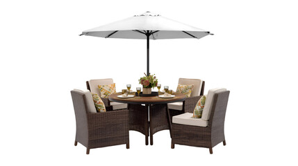 Fototapeta premium Patio Dining Set with Umbrella Elegant Outdoor Furniture,