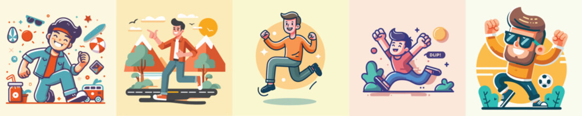 vector image a man having fun flat design simple and cool