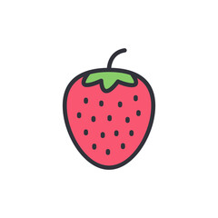 Isolated Cartoon Strawberry Illustration With A Transparent Aesthetic Style