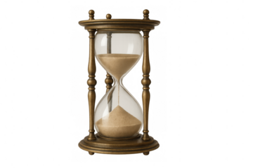 Sand cascading through transparent glass, marking temporal progression with elegant simplicity and minimalist design