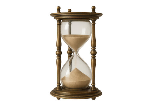 Sand cascading through transparent glass, marking temporal progression with elegant simplicity and minimalist design