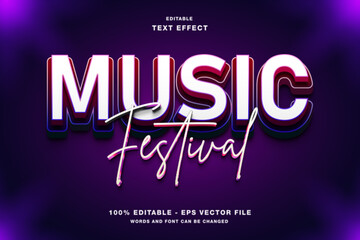 Music Festival 3D Editable Text Effect Template Premium Vector