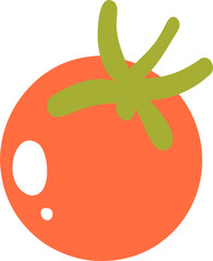 Minimal Tomato Illustration, Cute Kawaii Fruit Vegetable Clipart, Simple Food Icon