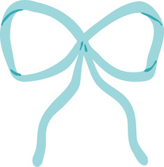 Light Blue Ribbon Bow Illustration, Cute Decorative Clipart, Pastel Gift Wrap Element
