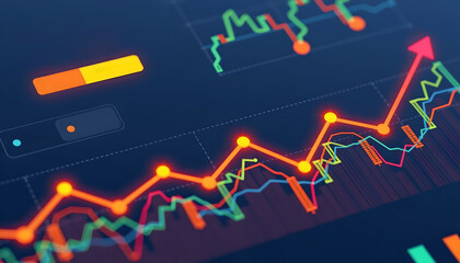 Obraz premium Analyzing stock market trends finance sector data visualization digital environment close-up view investment insights