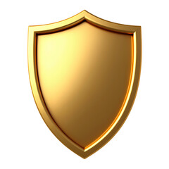 A shimmering golden shield isolated  isolated on transparent background