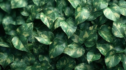 Fototapeta premium Dense foliage of variegated ivy, green and cream patterns