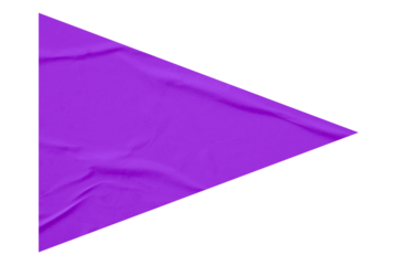Purple crumpled paper arrow isolated on transparent background