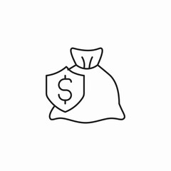 money bag with shield icon sign vector