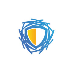Abstract Shield in Nest Design, Security and Protection Concept. Vector illustration