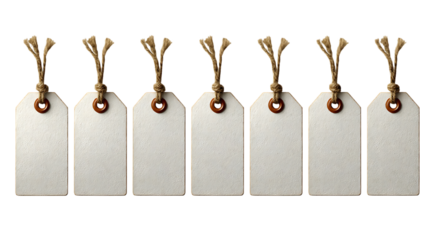 Eight blank gift tags with jute string.