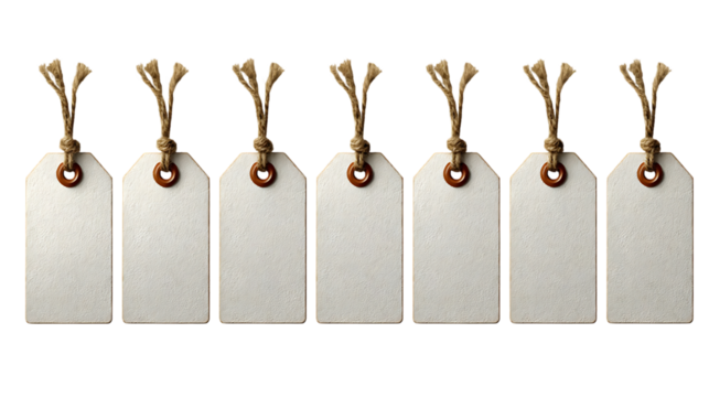 Eight blank gift tags with jute string.