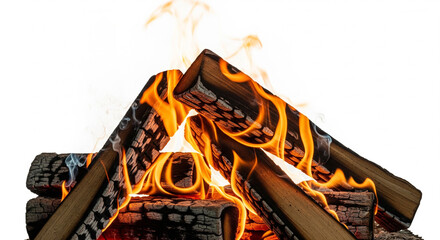 Burning Firewood with Flames