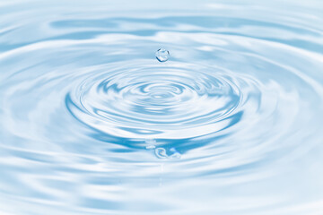 水面に落ちる水滴.