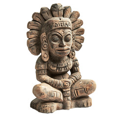 Tribal deity, totem god statue on a isolated on transparent background.