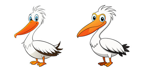 Set of cartoon pilican bird vector illustration design