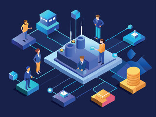 Futuristic Vector Illustration of AI-Guided SaaS Mapping  