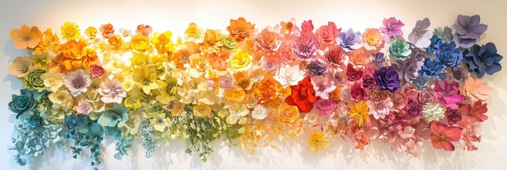 Colorful paper flower wall art