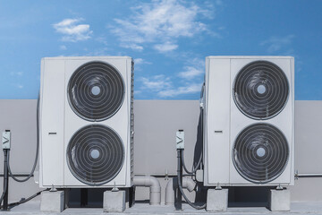Air conditioning outdoor unit compressor install outside the building.