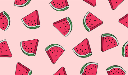 Cute watermelon fruits pattern background vector design