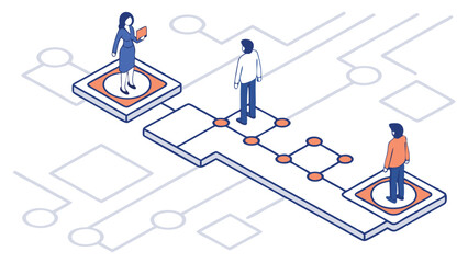 Accent Orange Vector Illustration of AI Data Nodes  