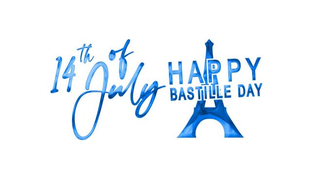 Bastille Day celebration with Eiffel Tower and birthday greeting. Perfect for French themed event invitations, social media posts, and greeting cards.