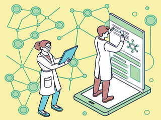 Collaborative Vector Illustration of Open Science Network  