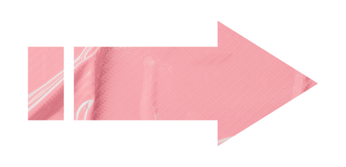 Pink crumpled paper arrow isolated on transparent background