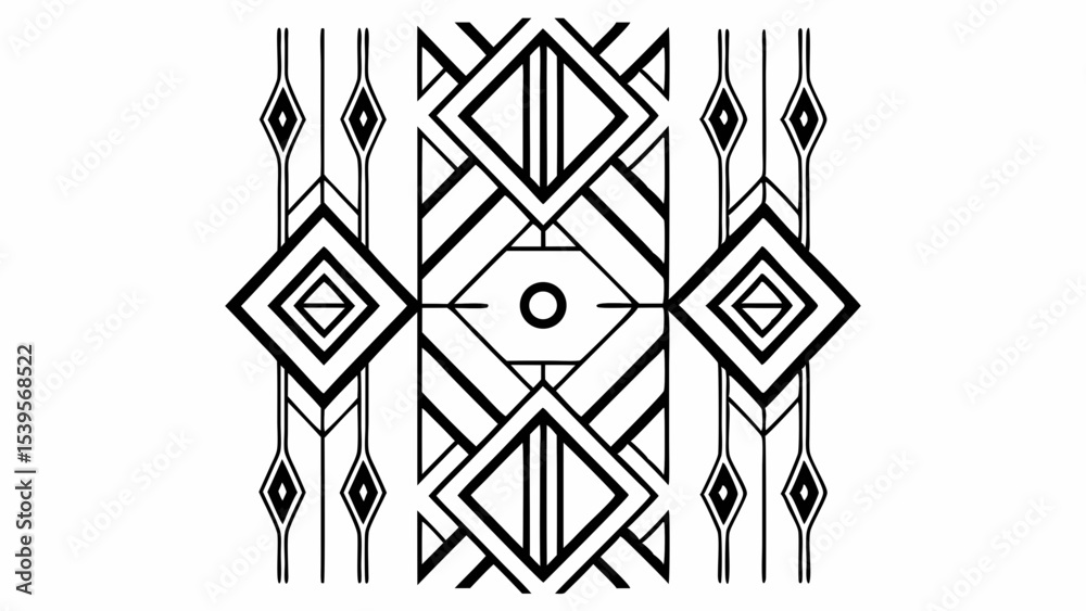 Poster geometric pattern featuring diamonds and lines in a symmetrical and balanced arrangement design elem