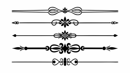 Collection of decorative horizontal dividers and separators in black and white vector design created with generated ai