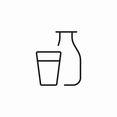 glass and bottle milk icon sign vector