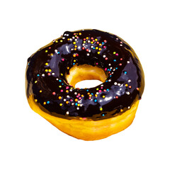 Donut with colorful toppings on color pastel background.Eating and Unhealthy.without background