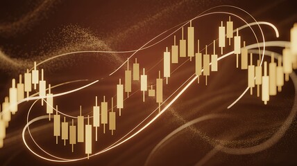 Abstract financial illustration of candle chart data showing trading trends and market volatility