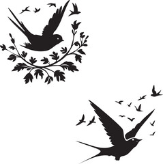 Swallow Bird Silhouette design flying birds vector