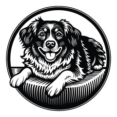 A hunting dog in the reeds, vector illustration.