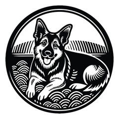 Dachshund dog silhouette vector