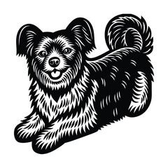 Vector black silhouette of a dog isolated on a white background.