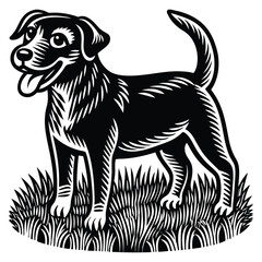 Obraz premium Pitbull dog vector illustration in black and white