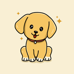 Cute Puppy Hand Drawn Cartoon Vector Icon Illustration