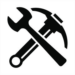 Crossed Hammer and Wrench Logo for Mechanic and Repair Services