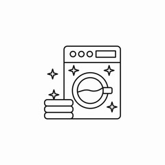 washing machine with clean laundry icon sign vector