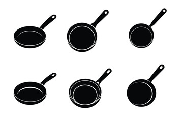 Versatile Frying Pans A Collection of  Silhouette Icons for Culinary Designs