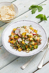 Tabbouleh with macadamia and mango