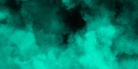 abstract cloud and vapor texture background. Black and Green smoke aquarelle smudge illustration smooth grungy smokey light pastel colors ink glow. Teal color powder explosion